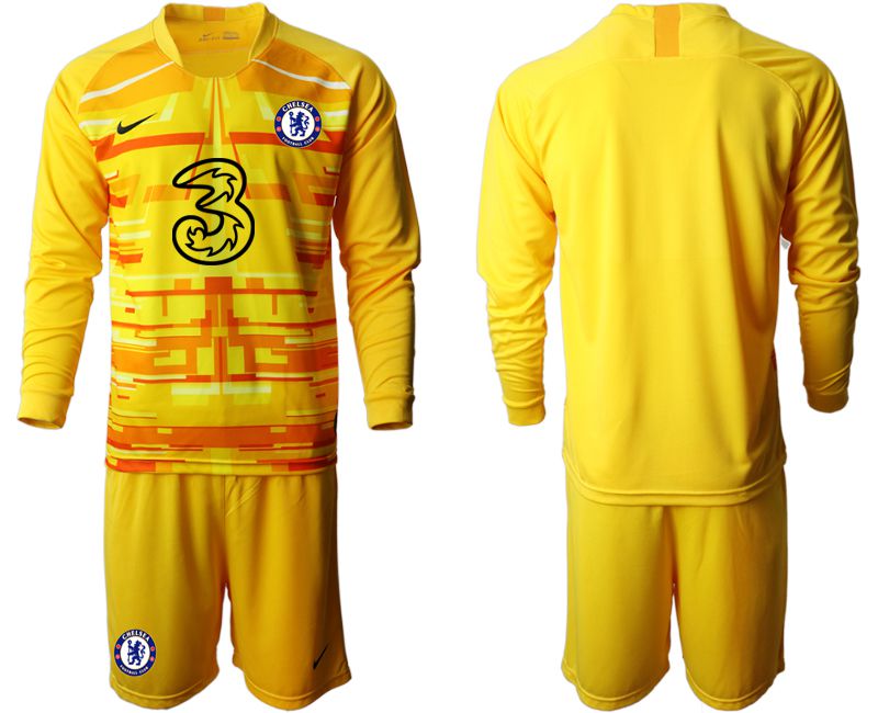 Men 2020-2021 club Chelsea yellow goalkeeper long sleeve Soccer Jerseys->chelsea jersey->Soccer Club Jersey
